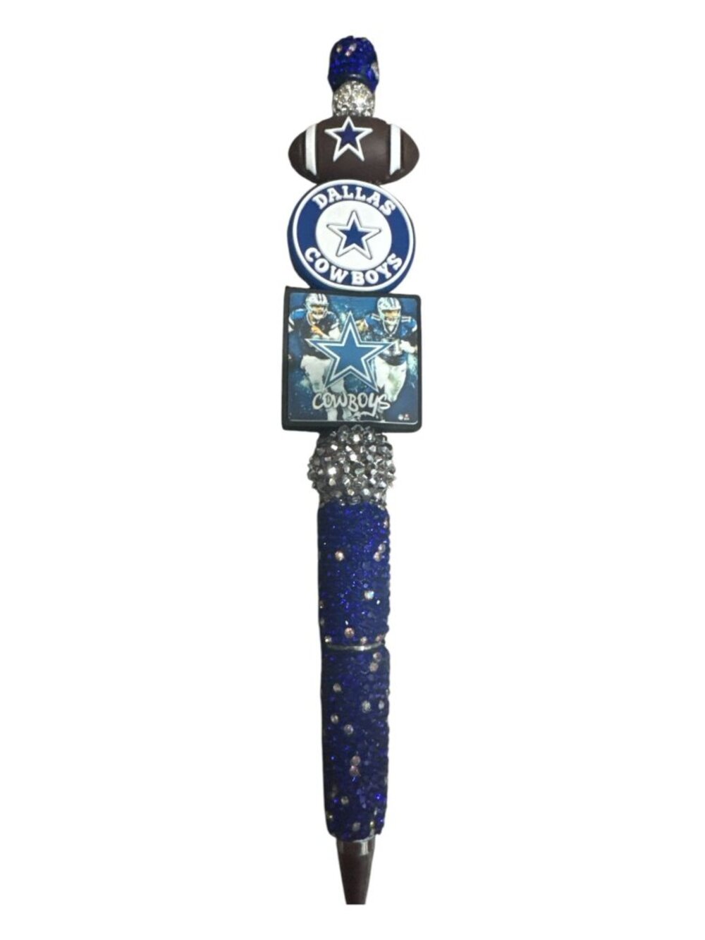 Dallas Cowboys Themed Decorative Pen With Glitter Accents & Team Logos